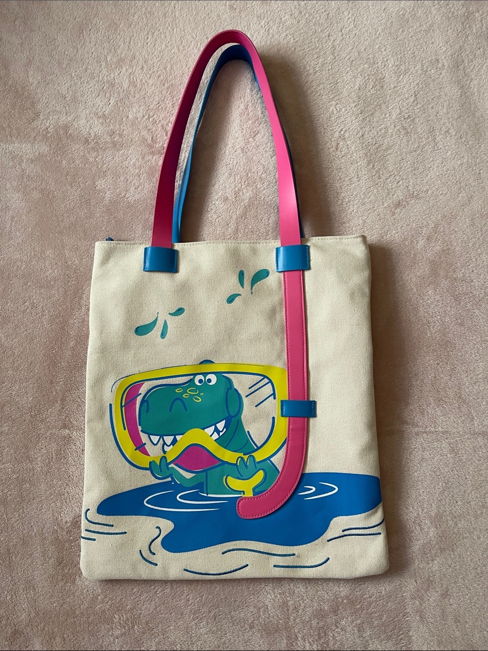 Disney Parks Toy Story Rex Summer Splash Canvas Tote Bag